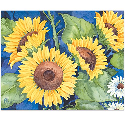 CounterArt 15 by 12-Inch Glass Cutting Board, Sunflowers