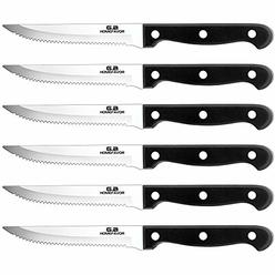 G.a HOMEFAVOR 6-piece Steak Knife Set Serrated Stainless Steel Sharp Blade Flatware Steak Knives