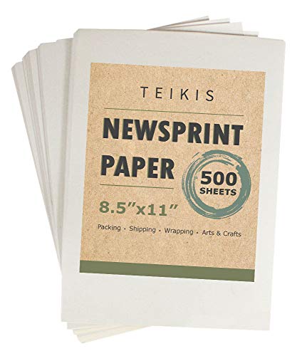 TeiKis Clean Newsprint Packing Drawing Sketch Paper Unprinted - 500 Sheets, 8.5  x 11 inch