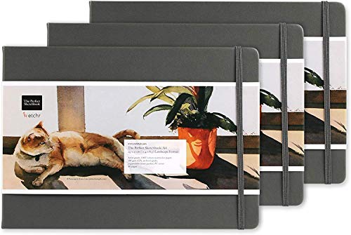 ETCHR Mixed Media Sketchbooks for Drawing and Painting 3 pk - Size A4  8.3x11.7 Inch - 100% Cotton Cold Press Textured
