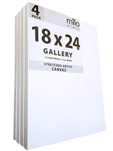 milo Pro Stretched Artist Canvas | 18x24 inches | Pack of 4 | 1.5 inch Gallery Profile