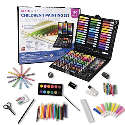 KIDDYCOLOR 150 Pieces Deluxe Art Set for Kids with Oil Pastels, Crayons,  Colored Pencils, Markers a Great Gift Children