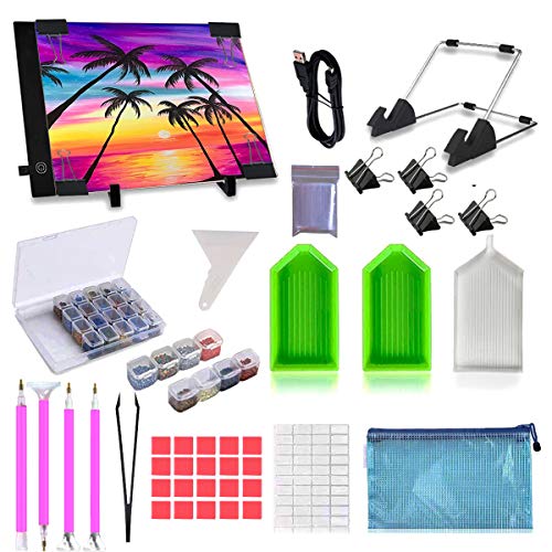 Lirunqiu 59 Pcs Diamond Painting A4 LED Light Pad Kit, 5D Diamond Painting  Accessories Tool Kit Full Drill for Adults and Kids
