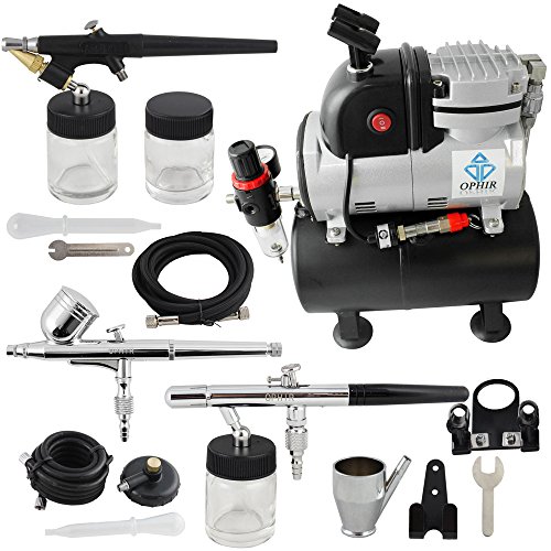 OPHIR Pro 110V Air Compressor Air Tank Cooking Fan 3x Airbrush Kit Set for  Temporary Tattoo Body Painting