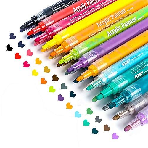 Jr.White Acrylic Paint Marker Pens, Paint Pens for Rocks Painting, Wood,  Fabric, Plastic, Canvas, Glass, Mugs, DIY Arts Crafts