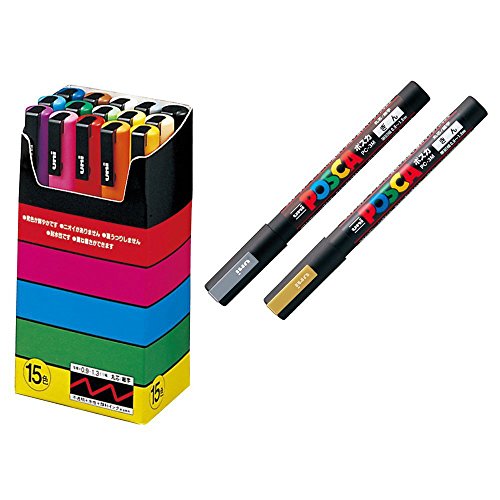 Uni Posca Paint Marker PC-3M - Fine Point - 15 Color Set