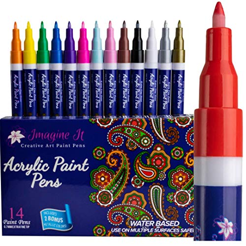 IMAGINE IT ART Set of 14 Acrylic Paint Pens for Rock Painting
