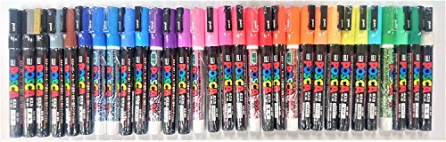 Uni Posca Paint Marker Pen, Fine Point (PC-3M), 24 Colors Set with