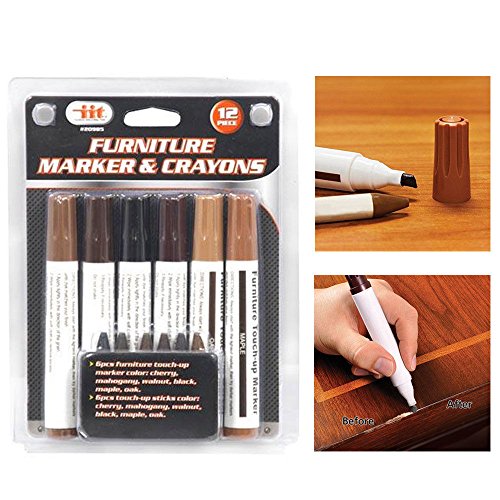GOWA 12 Pc Furniture Marker Crayons Repair Kit Wood Touch Up Scratch Filler  Remover