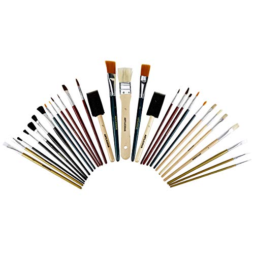 Artlicious All Purpose Paint Brush Value Pack - Great with Acrylic, Oil, Watercolor, Gouache (30 Brushes)