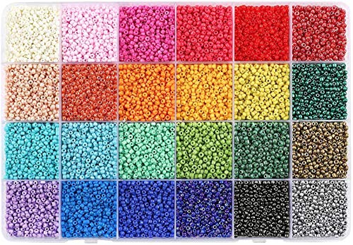 Dicobd DICOBD 31200pcs 2mm Glass Seed Beads, 24 Color Small Craft