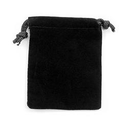JewelrySupply Anti Tarnish Black Drawstring Velveteen Pouch (Anti Tarnish Pouches for Jewelry) (Package of 2)