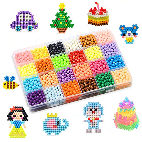 KACAGA Water Fuse Beads Kit 5mm 24 Colors 3600 Beads Refill kit Compatible  Beados Magic Water Sticky Beads Art Crafts Toys for Kids