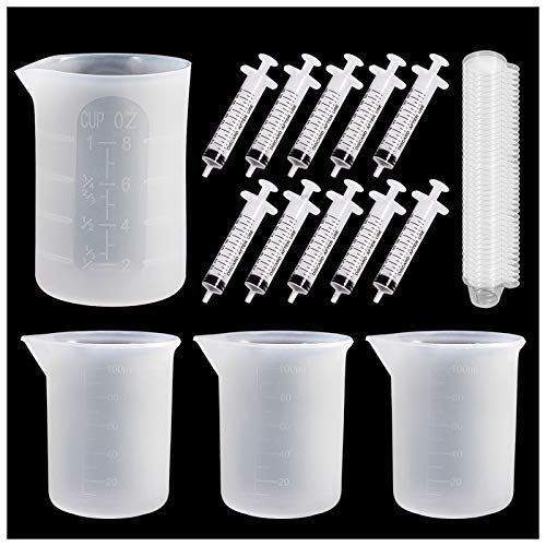 ZAUGONTW Silicone Measuring Cups - Epoxy Measuring Cups - Resin Cups with  Syringe, Epoxy DIY Crafts Tools