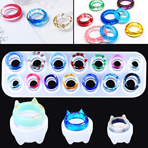 Mity rbin Mity Rain 17 Cavities Resin Ring Mold Silicone Jewelry Epoxy  Resin Casting Molds for DIY Necklace Pendant, Earrings, Resin