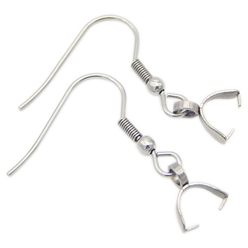 Elandy 50PCS Stainless Steel Pendant Clasp Earring Hooks Ear Wire Buckle Fish Hooks for DIY Jewelry Making