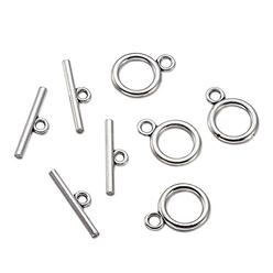 PH PandaHall Pandahall 20Sets Tibetan Style Round IQ Toggle Clasps & Tbar Clasps for Necklace Bracelet Jewelry Making Antique Silver