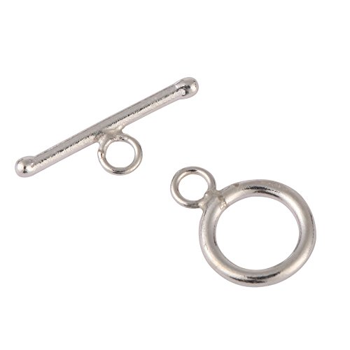Adabele 10 Sets Elegant Round Toggle Clasps | 14mm Sterling Silver Plated Brass Connector Beads for Jewelry Craft Making CF181