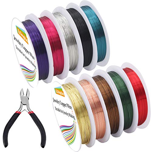 EuTengHao 10 Pack Jewelry Copper Craft Wire Jewelry Beading Wire for  Bracelet Necklaces Jewelry Making Supplies (10 Colors,26