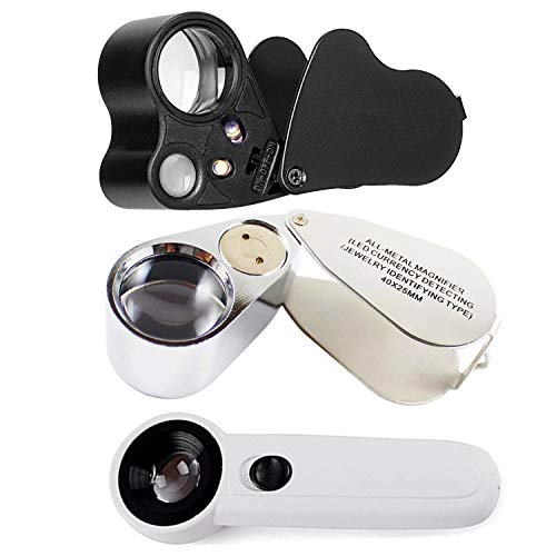 Yhkj 30X40X60XJewelers Eye Loupe Magnifier Series,Portable Foldable Bright  LED Light Jewelry Magnifier with LED Magnifying