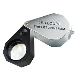 Gain Express 30x Jewelry Loupe Magnifier Glasses Lens with Light Jewelers Eye Loupe Magnifier, Foldable Pocket Jewelry Magnifier with