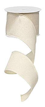 Craig Bachman Solid Canvas Wired Edge Ribbon, 10 Yards (Cream, 2.5 Inches)