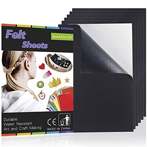 Caydo 6 Pieces Halloween Craft Black Adhesive Back Felt Sheets Fabric Sticky Back Sheets, 8.3 by 11.8" (A4 Size),