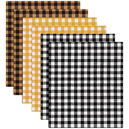 Tatuo 6 Pieces Thanksgiving Cotton Fabric Bundles 18 x 20 Inch Plaid Cotton Fabric Craft Bundle Patchwork for Thanksgiving Quilting