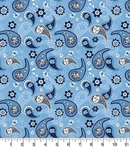 Sykel Enterprises University of North Carolina Cotton Fabric with Paisley Design-Newest Pattern-UNC Tarheels Cotton Fabric