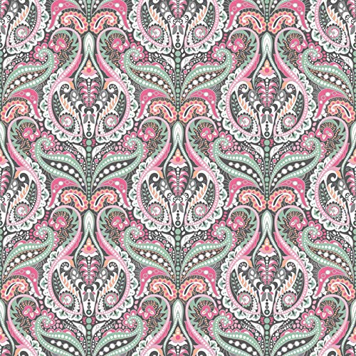 David Textiles Intricate Damask Gray Cotton Fabric by The Yard