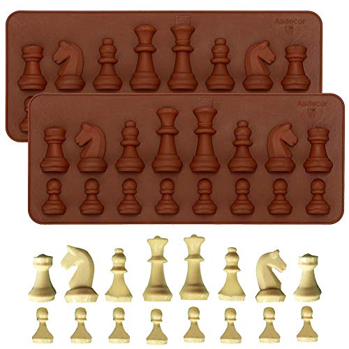 Pinpon 2Pcs Chess Piece Chocolate Candy Molds, International Chess Silicone Mold  Epoxy Resin Craft Casting Fondant Paper Clay Wax