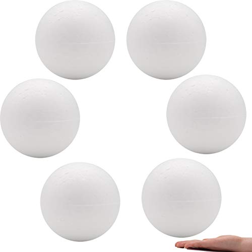 Crafare 6pc 6 inch White Styrofoam Balls for Holiday Wedding Crafts Making Smooth Polystyrene Foam Balls for School Projects