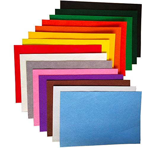 Szsrcywd 15PCS Assorted Colors Adhesive Felt Fabric Sheets,15 Colors A4 Size Fabric Sticky Back Sheet,8.3 by 11.8 Inch for Art,Craft
