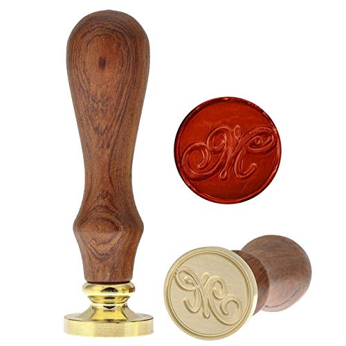 Yoption Letter M Wax Seal Stamp, Yoption Vintage Retro Brass Head Wooden Handle Alphabet Letter M Classic Sealing Wax Seal Stamp (M)