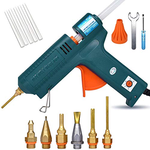 Boswell Full Size Hot Glue Gun, 150 Watts with 6 Copper Nozzles Temperature Adjustable Craft Repair Tool Professional Melting Glue