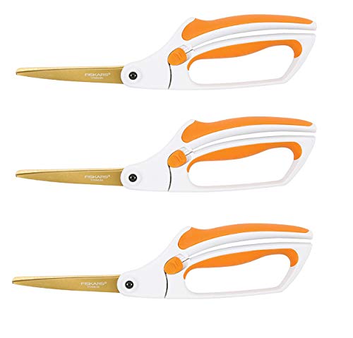 Fiskars 12-71787097J Titanium Easy Action Scissors, 10 Inch, Orange and White (3 Pack of 10 Inch Titanium)