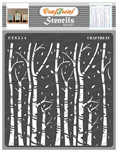 CrafTreat Wall Pattern Stencils for Painting on Wood, Wall, Tile, Canvas, Paper, Fabric and Floor - Autumn Trees Stencil -