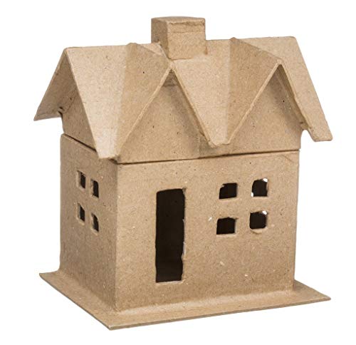 Darice 2863-04 Small Paper Mache House Box for Craftwork, Includes lid, 6-Inch