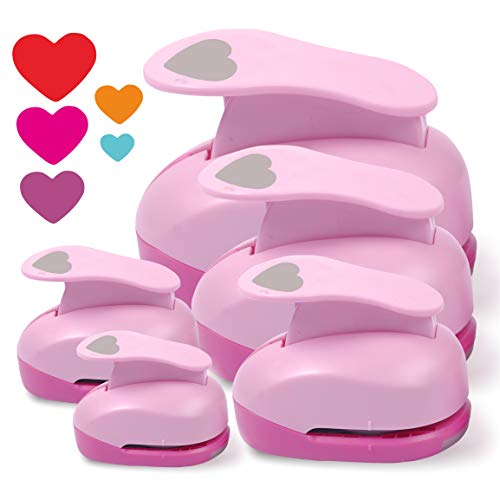 BearBoss 6SZGYTY 5 Pcs Heart Punch, Craft Hole Punch Shapes, Pink Paper  Puncher, Different Size of Scrapbooking Punches for Greeting Card