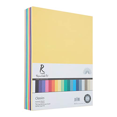 Remarkable U Premium Colored Cardstock Paper 8.5â€ x 11â€ , Assorted  Classic Colors, 65lb Smooth Texture