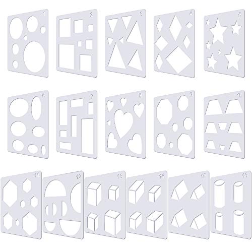 Outus 16 Pieces Kids Drawing Stencils Plastic Drawing Stencil
