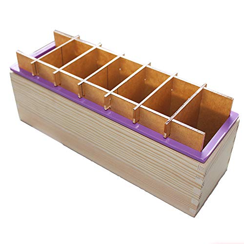 X-Haibei Loaf Soap Mold Silicone Wooden Box Acrylic Divider Board 6+2 Swirling Making