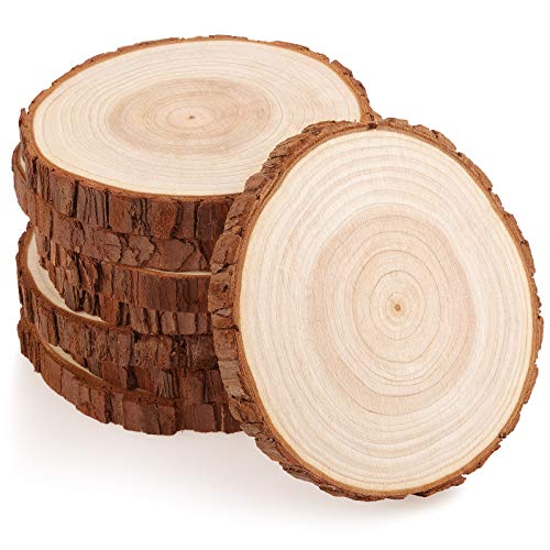 Fuyit Wood Slices 8 Pcs 5.5-6 Inches Unfinished Natural Tree Slice