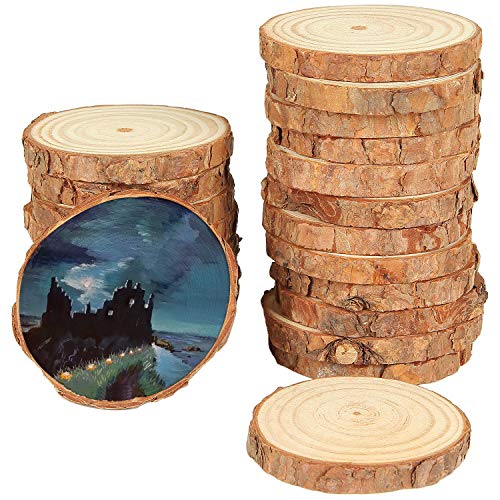 CertBuy 50 Pcs Natural Wood Slices 2.8-3 Inches, Undrilled Round Wood Tree  Slices, Crafts Wooden Circles with Bark for