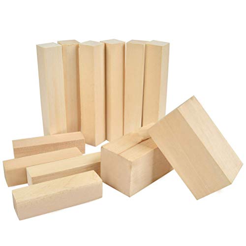 FOCCTS 12 Pack Basswood Wood Carving Blocks,Whittling Wood Blank Blocks for  Kids or Adults Beginners Wood Carving, 3 Sizes