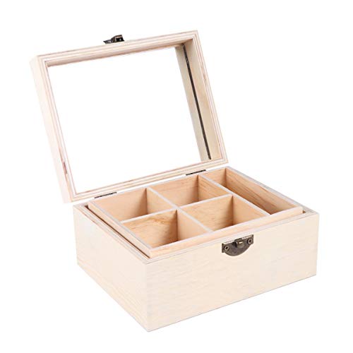 Artibetter 1pc Unfinished Wooden Jewelry Box, Unfinished Wood Box, Wooden Treasure Boxes with Locking Clasp for Children DIY