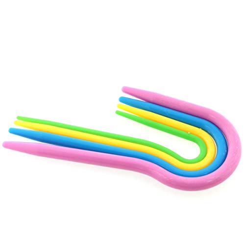 E-outstanding 20pcs 4 Sizes U Cable Stitch Holders U Shape Mixed Color Plastic Cable Stitch Hand Knitting Needles Twist