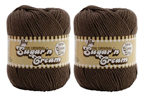 Lily Sugar'n Cream Lily Sugar 'N Cream Super Size Yarn 100% Cotton 4 oz Warm Brown Set of 2