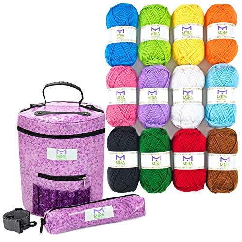 Mira HandCrafts Premium Large Knitting Organizer Yarn Bag and