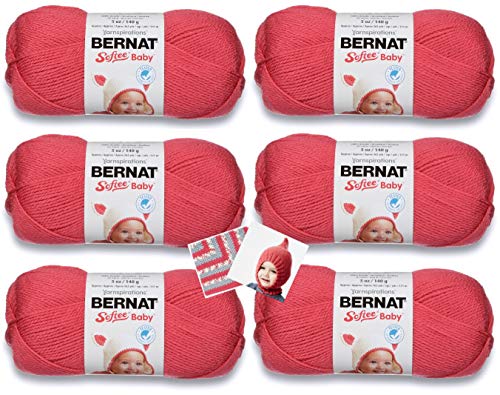 Bernat Softee Baby Yarn - 6 Pack with Pattern (Soft Red)